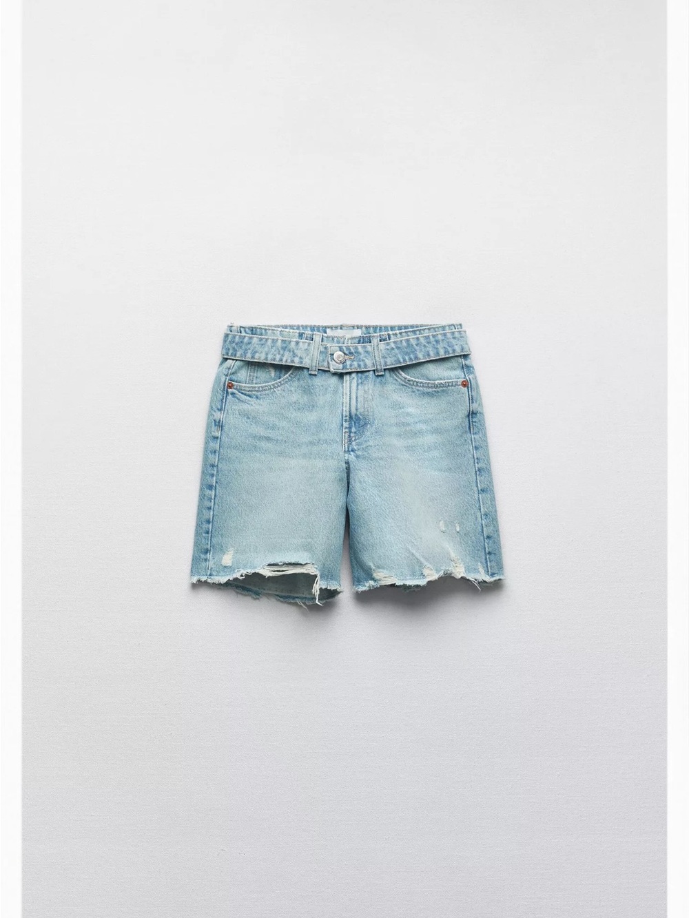 Zara Light Wash Denim Cutoff long Shorts - Women